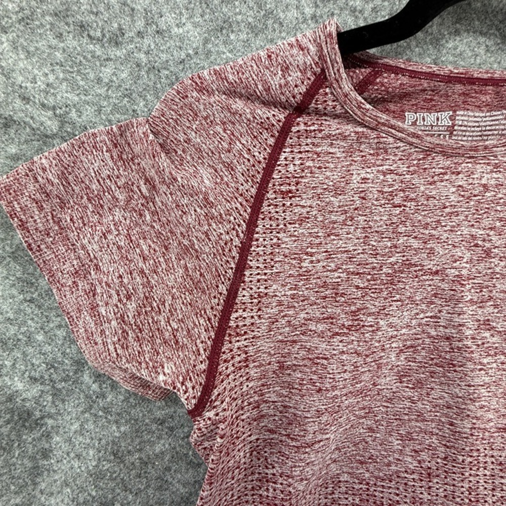 PINK Seamless Activewear Womens Workout cropped tee Wine Red size XL Stretch - Picture 3 of 12
